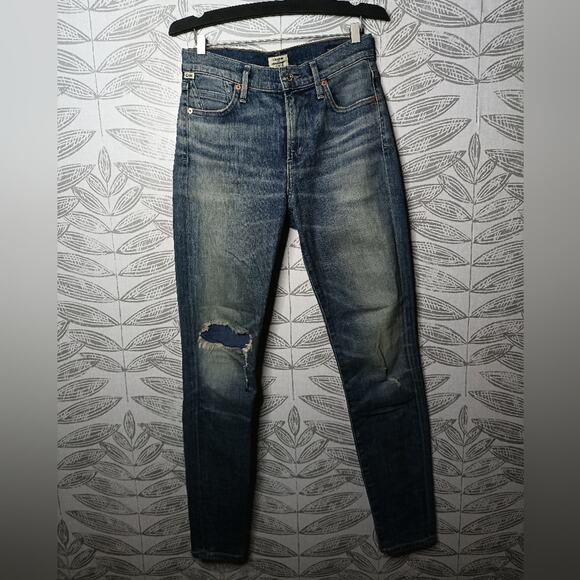 Citizens of Humanity Jeans Blue Denim Distressed Knee Vintage Wash - Picture 11 of 11